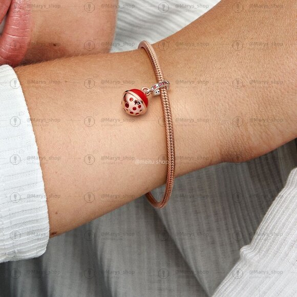 Pandora Two-tone Planet Mars Murano & Sparkling Dangle Charm - Picture 4 of 5